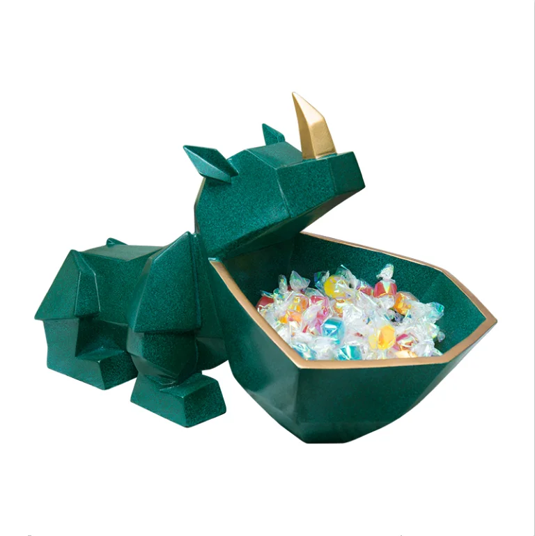 Креативный смоляный носорог Настольный крыльцо хранения организации ключ Снэк хранения Домашний журнальный столик для гостиной современная мебель - Цвет: Зеленый