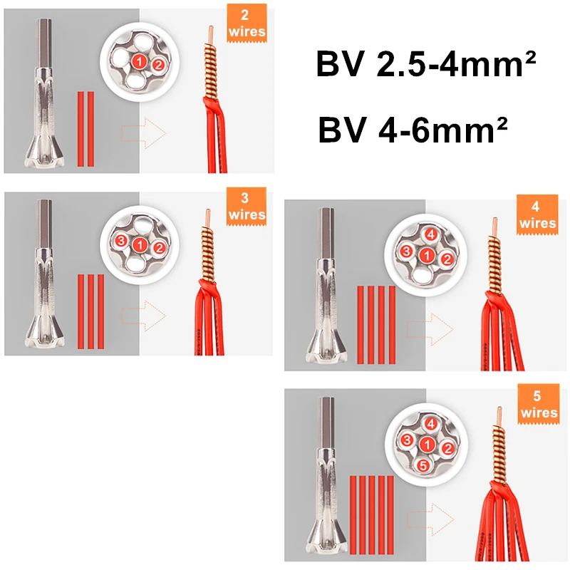 Электрик Инструмент для скручивания проводов автоматический инструмент для зачистки проводов BV 2,5-4/4-6 квадратный 5 провод кабель Быстрый разъем пилинг Твистер устройство