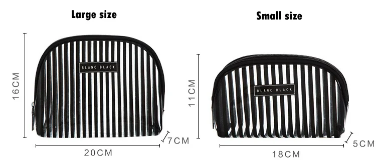 SHUSHIRUO, водонепроницаемая, ПВХ, прозрачная косметичка, в черную полоску, для женщин, большой, маленький, для путешествий, чехол для хранения, для мытья внутри, сумка на молнии