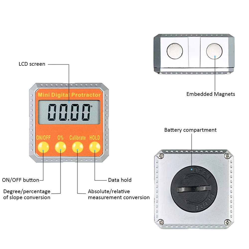 Мини угловая линейка цифровой транспортир уровень/угломер/угловой датчик/углоизмерительный инструмент со Встроенные магниты