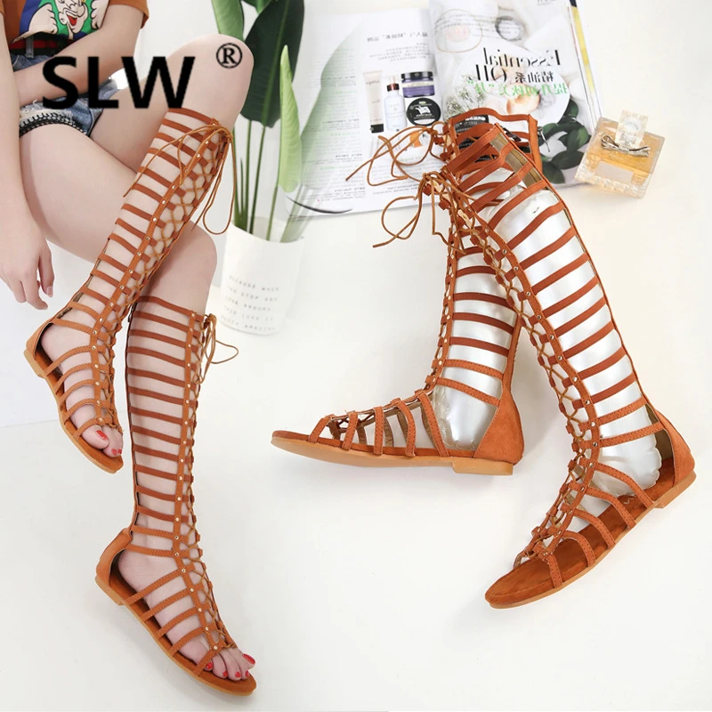 

Flat Heel Rivets Lace Up Bootee Woman 2019 Low Heels booties Back Zip Shoes High Boots Zipper Fur Lace-Up Scandals Autumn Basic