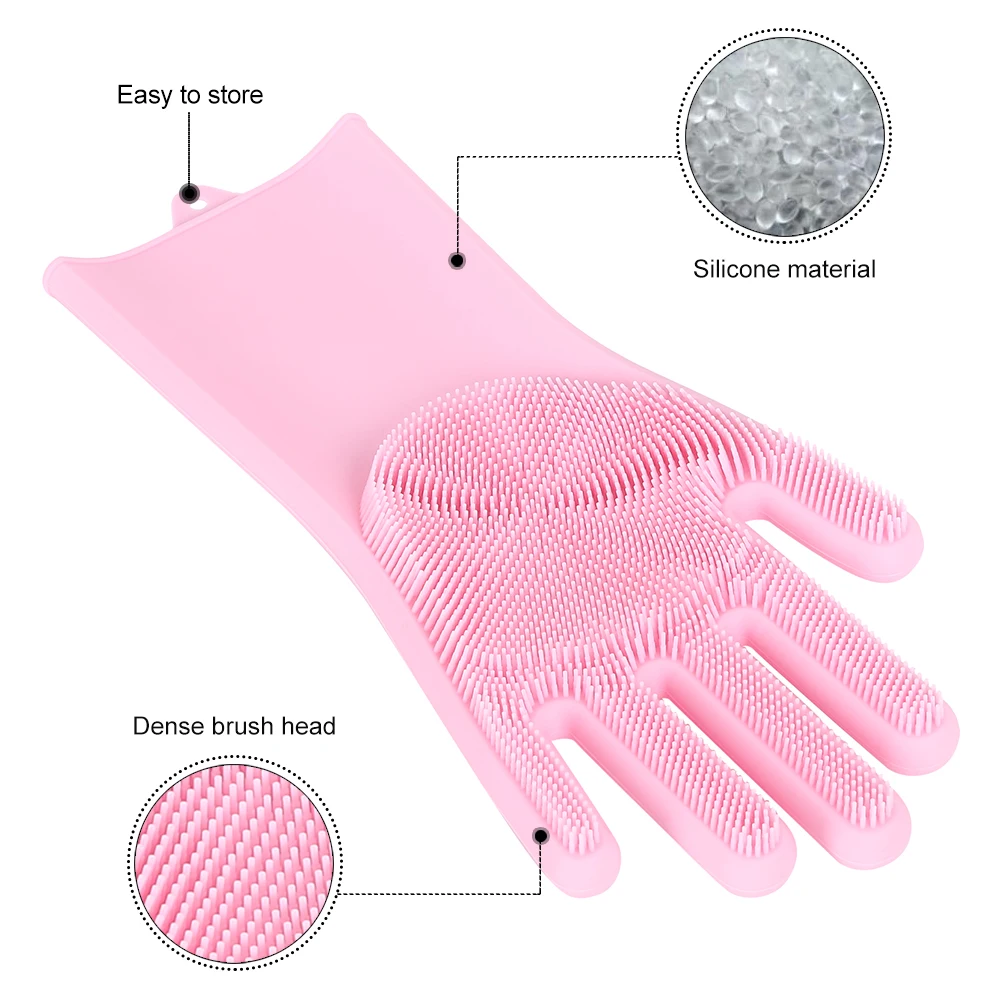 Перчатки для кухни Волшебные силиконовые блюдо моющиеся перчатки легко бытовой силиконовый скруббер резиновые перчатки кухонные аксессуары