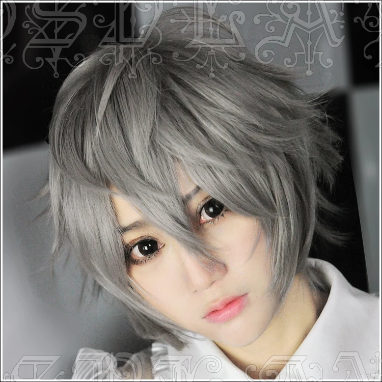 

Anime EVA Nagisa Kaworu Cosplay Wigs Short Heat Resistant Synthetic Hair Wig + Wig Cap