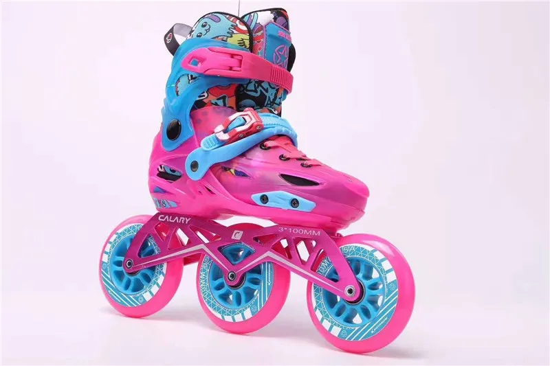 Роликовые коньки для катания на коньках 3X100 мм 100 мм, синие, розовые, s, m, l, детские кроссовки для марафона