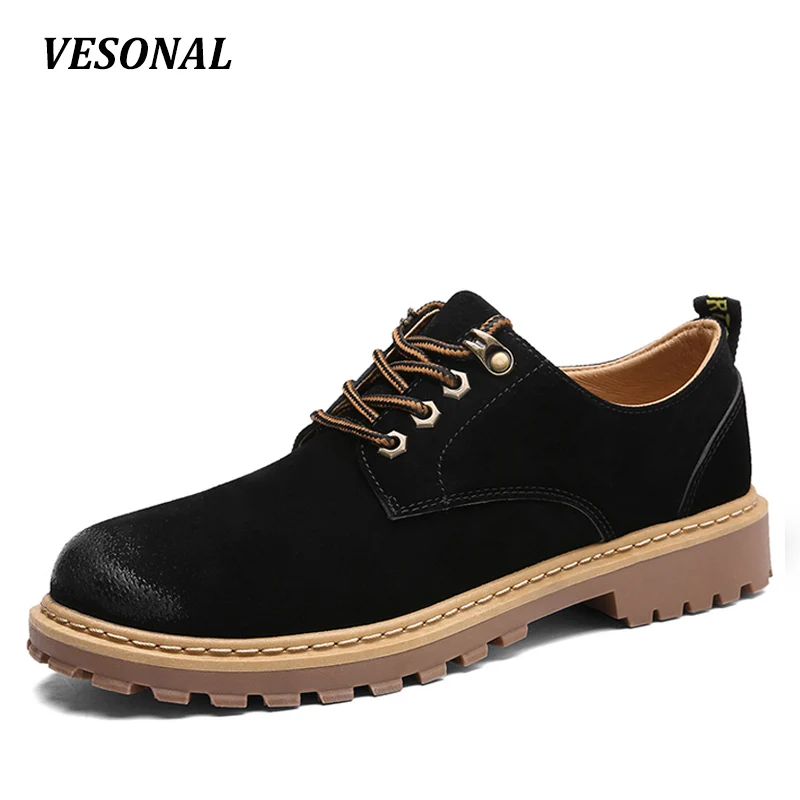VESONAL Autumn Winter Casual Men Shoes Oxfords Thick Sole Vintage