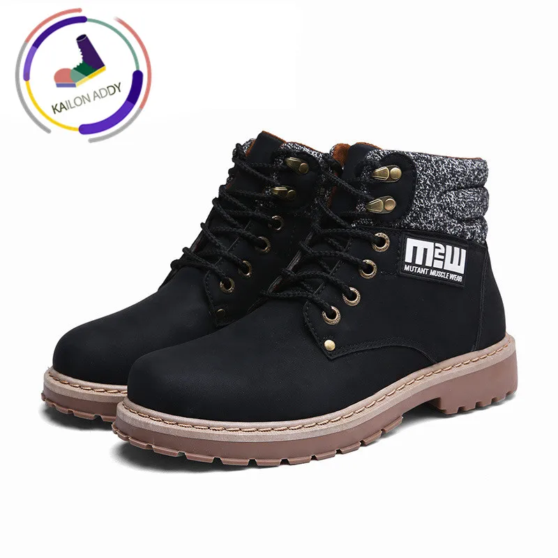 

KAILON ADDY Autumn and Winter Martin Boots Men's Leather Casual Shoes Trend High To Help Warm Shoes Classic Fashion Work Shoes