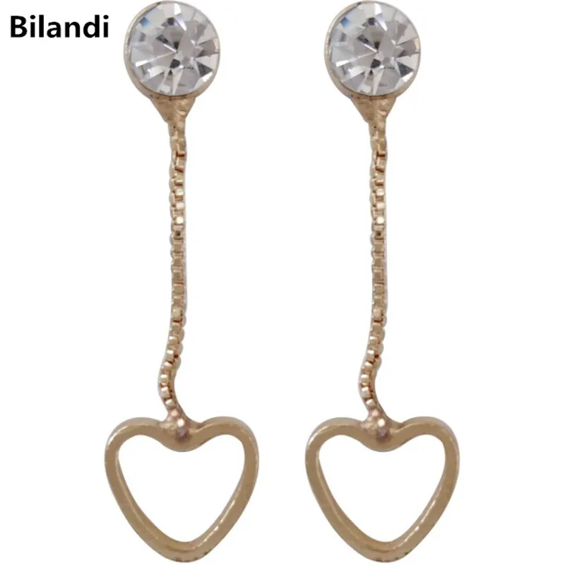 

Delicate Design Clear Glass Stone With Heart Drop Earrings For Woman Jewelry