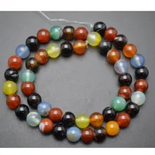 4 мм~ 12 мм натуральный микс красный черный зеленый серый цвет агат гладкий камень круглые свободные бусины