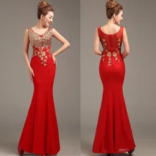2016 New Fashion bodenlangen Spitze Abendkleid Meerjungfrau V-ausschnitt Appliques Frauen Langes Abendkleid Partei Freies Verschiffen