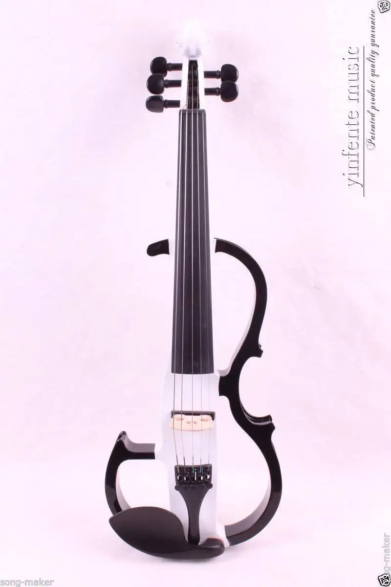 

Violin Electric Violin Silent Nice Sound Solid wood White Blue 5 String 4/4 #8
