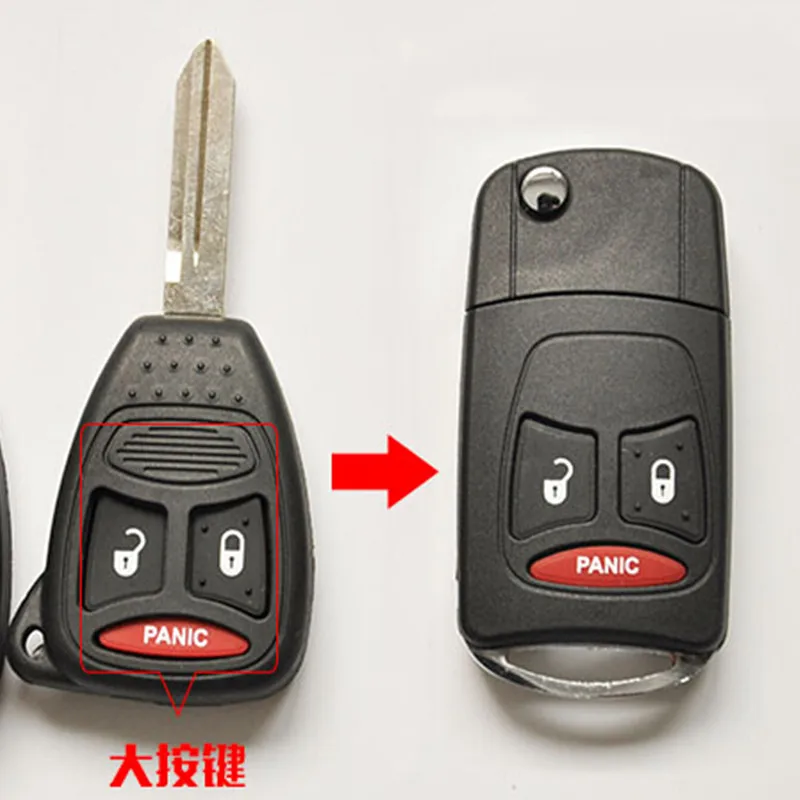 

Remote Flip Folding Key Shell Case For Jeep Chrysler Dodge 300 Dakota Aspen Durango Grand Cherokee 2+1 BUTTON