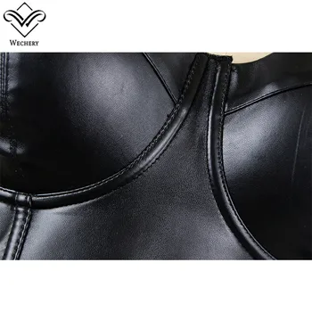 Wechery Women Leather Bra Tops Gothic Push Up Bra Corsage Sexy lingerie Corset Hot Fashion Party Bra Club tops Wear Plus Size 4