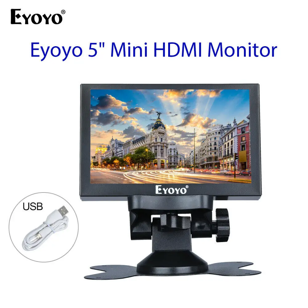 Eyoyo 5 дюймов мини HDMI монитор 800x480 заднего вида TFT ЖК-экран дисплей с BNC/VGA/AV/HDMI выход Встроенный динамик