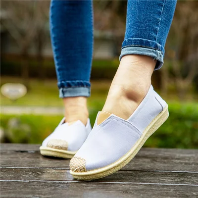 Cresfimix chaussures plates pour femmes; женская Повседневная Удобная парусиновая обувь на плоской подошве; милые женские лоферы без застежки; сезон весна-лето - Цвет: ddd