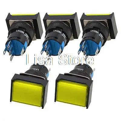 

Panel Mount Latching Yellow Light Rectangular Push Button Switch DC 12V