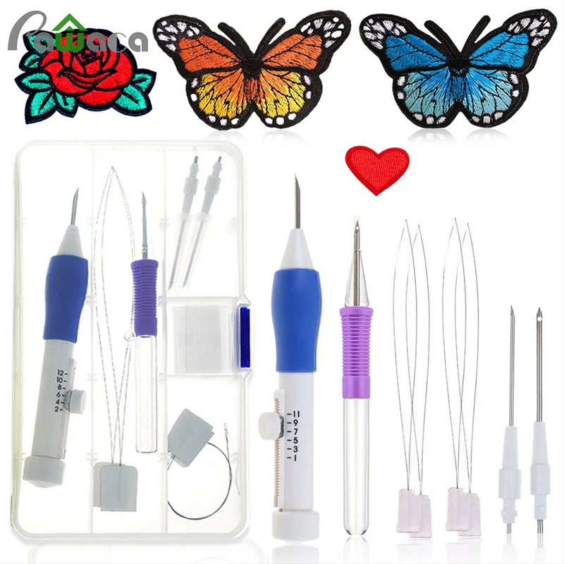 

10 Pcs Knitting Sewing Tool Embroidery Stitching Punch Needle Set Craft Tool with Needle Threader for Embroidery DIY Sewing Tool