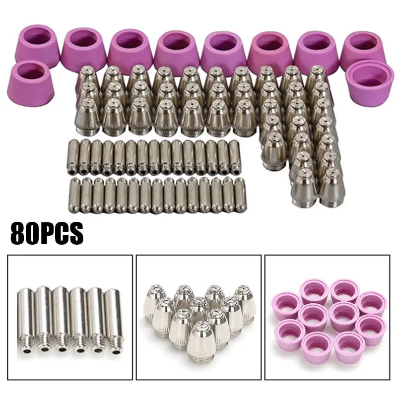 

80PCS AG60 SG55 CUT60 LGK60 Electrode Plasma Cutter Torch Consumables Nozzle CUT 60 for AG60/SG55 Pilot Arc Welding Torch Tools