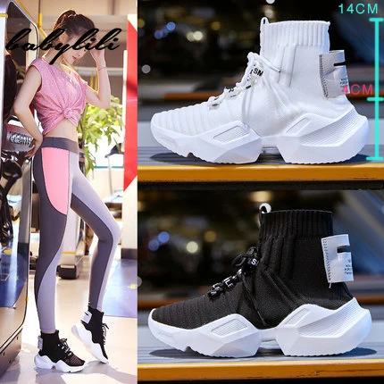

Women Sneaker Breathable Net Cloth Wedge Women Sports Shoes Platform Thick-soled Sneakers Outdoor Walking Shoes Fashion Lace-up