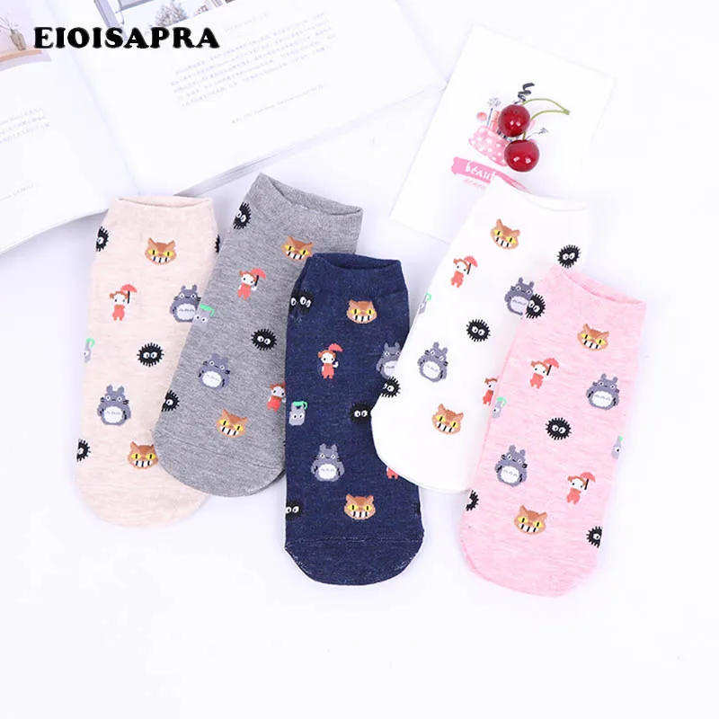 

[EIOISAPRA]Harajuku Socks Lovely Cartoon Totoro Cute Socks Women Candy Color Breathable Casual Lovely Cartoon Funny Socks Sokken