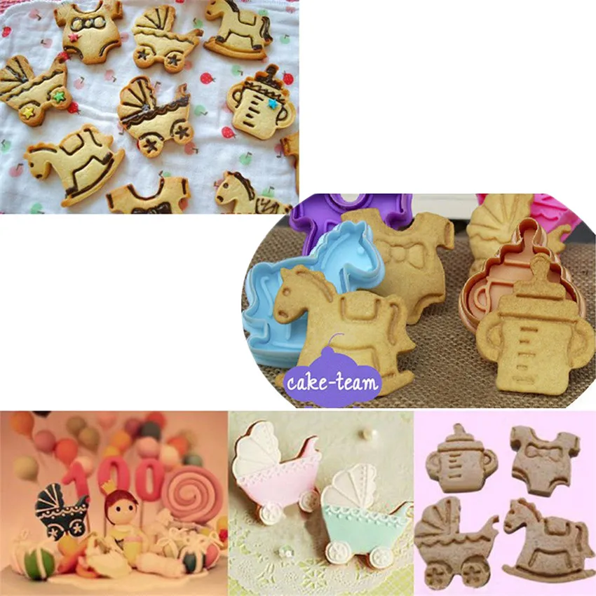 4 шт. детские пластиковые формы для выпечки, кухонные печенье нарезка выпечки, 3D штамп, инструменты для украшения торта