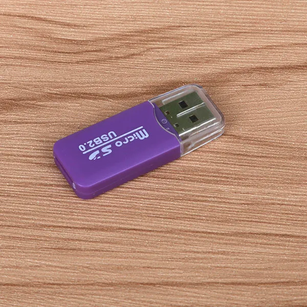 FFFAS цветной внешний кардридер Mini USB 2,0 кард-ридер для Micro SD карты TF карты для ПК MP3 MP4 плеер адаптер компьютера - Цвет: purple