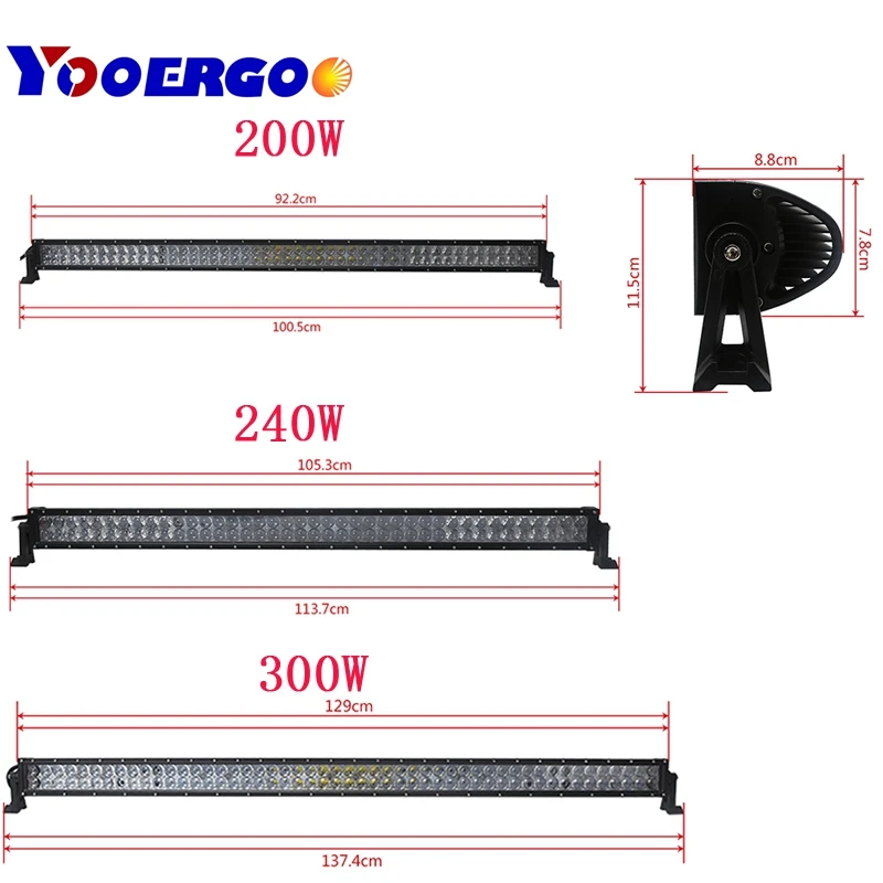 

4D 42 50 52inch Offroad LED Light Bar 240W 288W 300W 6000K Spotlight Flood Combo Beam For Jeep SUV UAZ ATV Truck Work Light