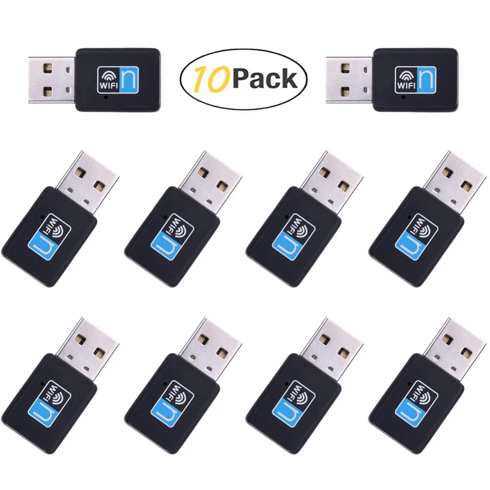 10 шт. 150 Мбит/с беспроводной WiFi USB адаптер 802.11N Wi Fi ключ Lan Mini USB2.0 совместимый Win/Xp/7/8