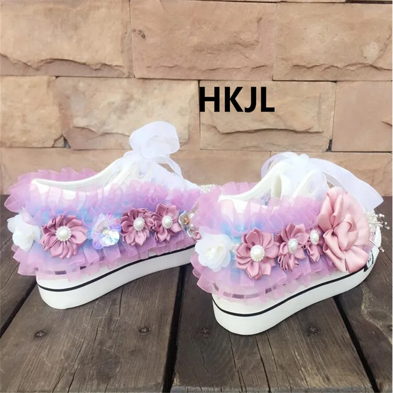HKJL/Весенняя женская обувь на платформе дышащие корейские спортивные туфли
