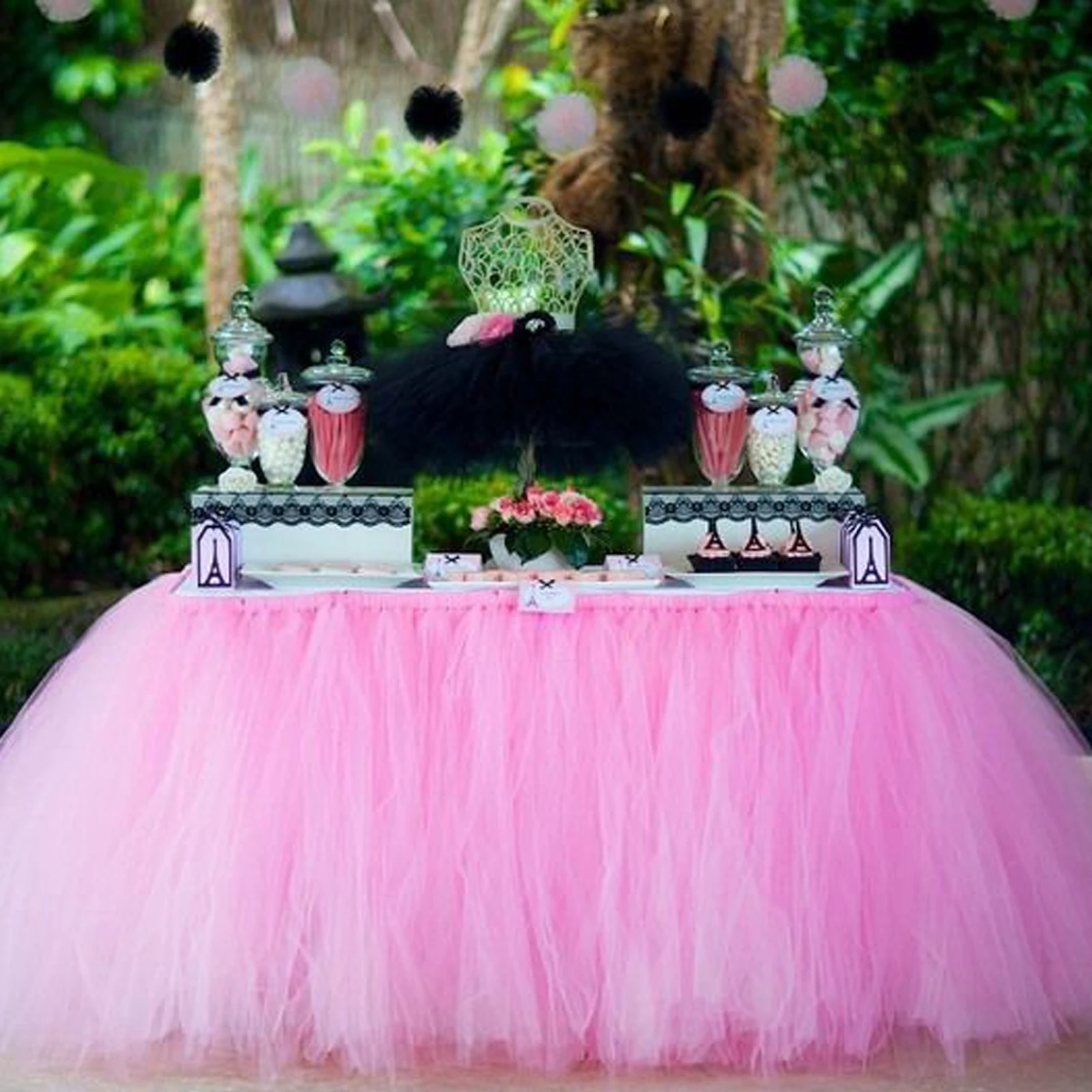 

1pcs DIY Tulle Table Skirt Tableware Cloth For Birthday Baby Shower Banquet Party Wedding Table Skirting Home Decoration