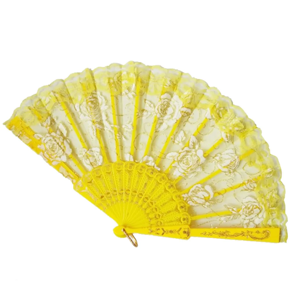 Handheld Fans Folding Fans Bamboo Fans Women's Hollowed Bamboo Hand Holding Summer Held Fan Home Improvement - Цвет: I