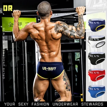 

ORLVS Brand Comfortable Underwear Sexy Gay Briefs Men Underpants Breathable Male Panties Cotton Men Briefs Cueca Tanga Hombre
