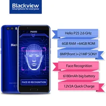 original Blackview P6000 Face ID Smartphone MT6757 Octa Core 6180mAh RAM 6GB ROM 64GB 5.5″FHD 21MP Android 7.1 4G Mobile phone