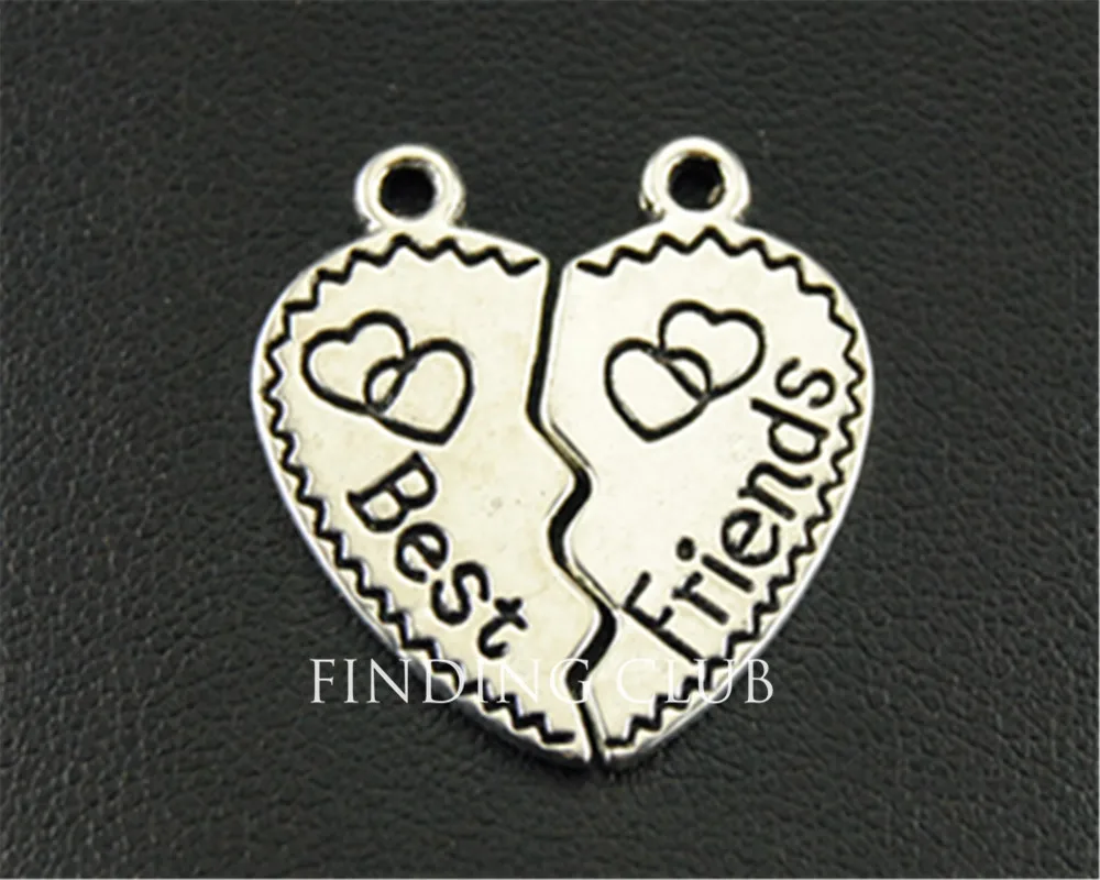 10 sets(20 pcs) Silver Color Best FRIENDS puzzle Charm Pendant DIY Necklace Bracelet Bangle 30x24mm A1312 | Украшения и