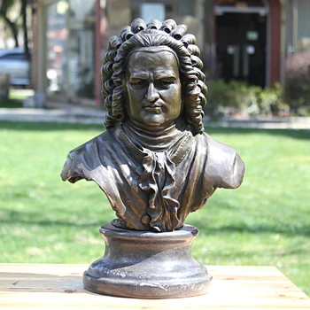 

2020 home LIVING ROOM TOP Decor ART--38CM Baroque era Father of Western Music Johann Sebastian Bach bronze statue Decoration