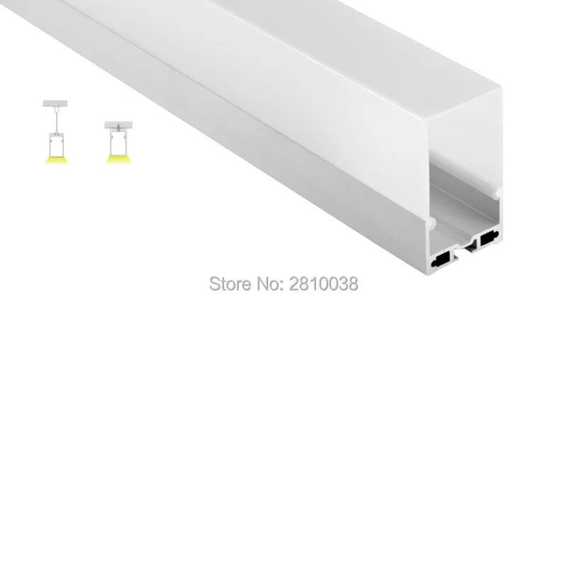 

50 X 2M Sets/Lot U shape led light aluminum profile PMMA milky cover square type aluminium led extrusion for suspending light