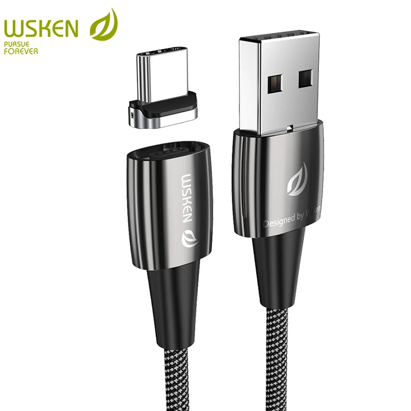 WSKEN X1 Pro USB Магнитный кабель 3A быстрая Магнитная Зарядка usb type C кабель для samsung huawei Xiaomi USB C кабель зарядный провод