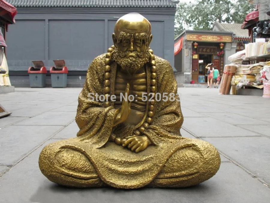 

free Tibet Buddhism Classical Pure Brass Dharma Bodhidharma ancestors Statue fast