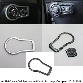 

For Jeep Compass 2017 2018 2019 2020 Car Detector Stick Styling Inner Cover ABS Chrome Front Head Light Switch Trim Frame Lamp