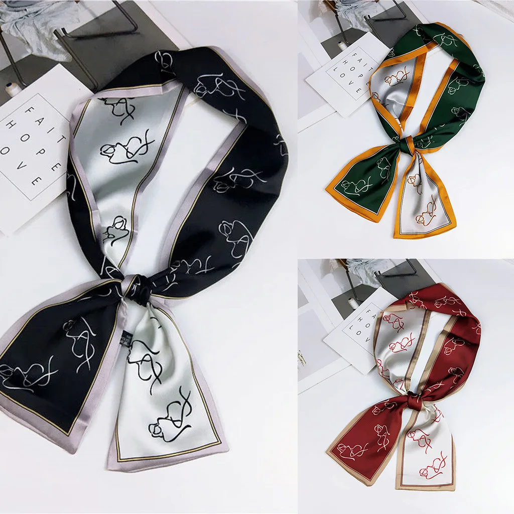 

black white simple Fashion Women Square Head cool Scarf Wraps Scarves Printed Kerchief Neck Scarf summer fashion 20H