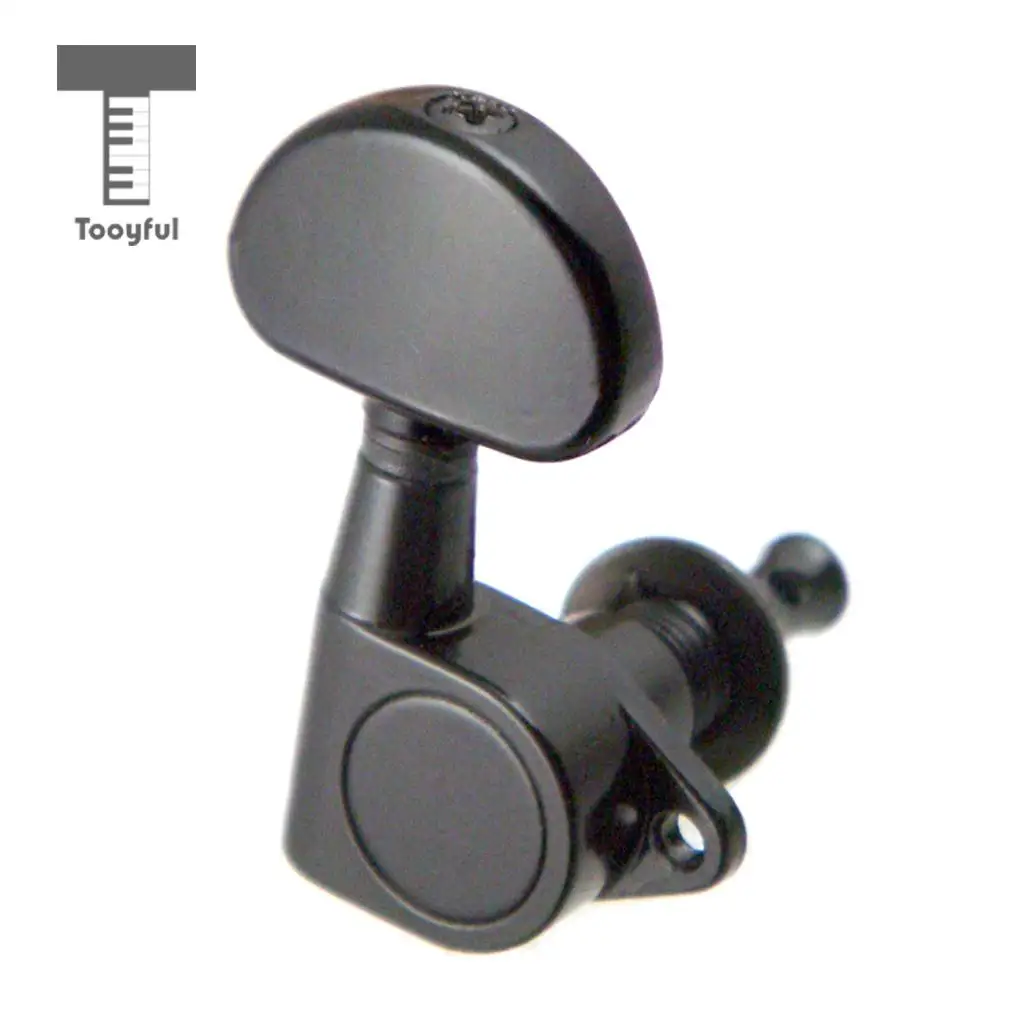 Tooyful Pack of 6 Iron Full Closed Tuning Pegs Tuning Keys Tuners Black 3L3R for Electric/Acoustic Guitar Replacement Parts