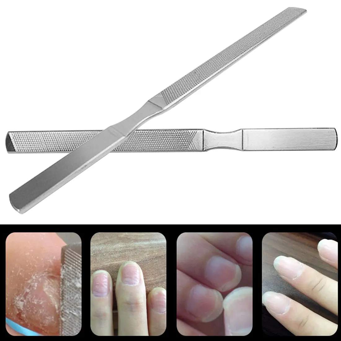 

Manicure Stainless Steel Nail File Nail Polishing Tool Non-slip Pedicure/ Hard Armor/ Thick Double-sided Square Strip Handle