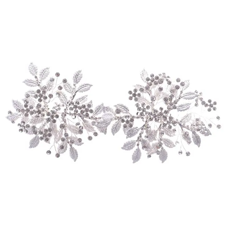  Luxury Silver Leaf Crystal Bridal Tiaras Headpiece Ethnic Handmade Bride Hair Band Headband Wedding