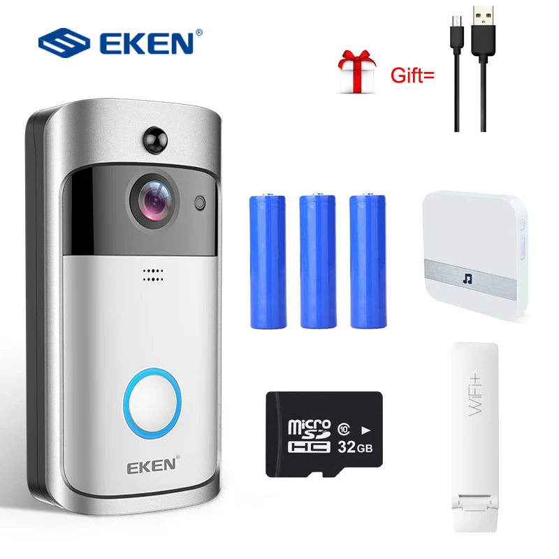 Умный IP видеодомофон EKEN V5 с Wi Fi дверной звонок камера для квартир ИК сигнализация