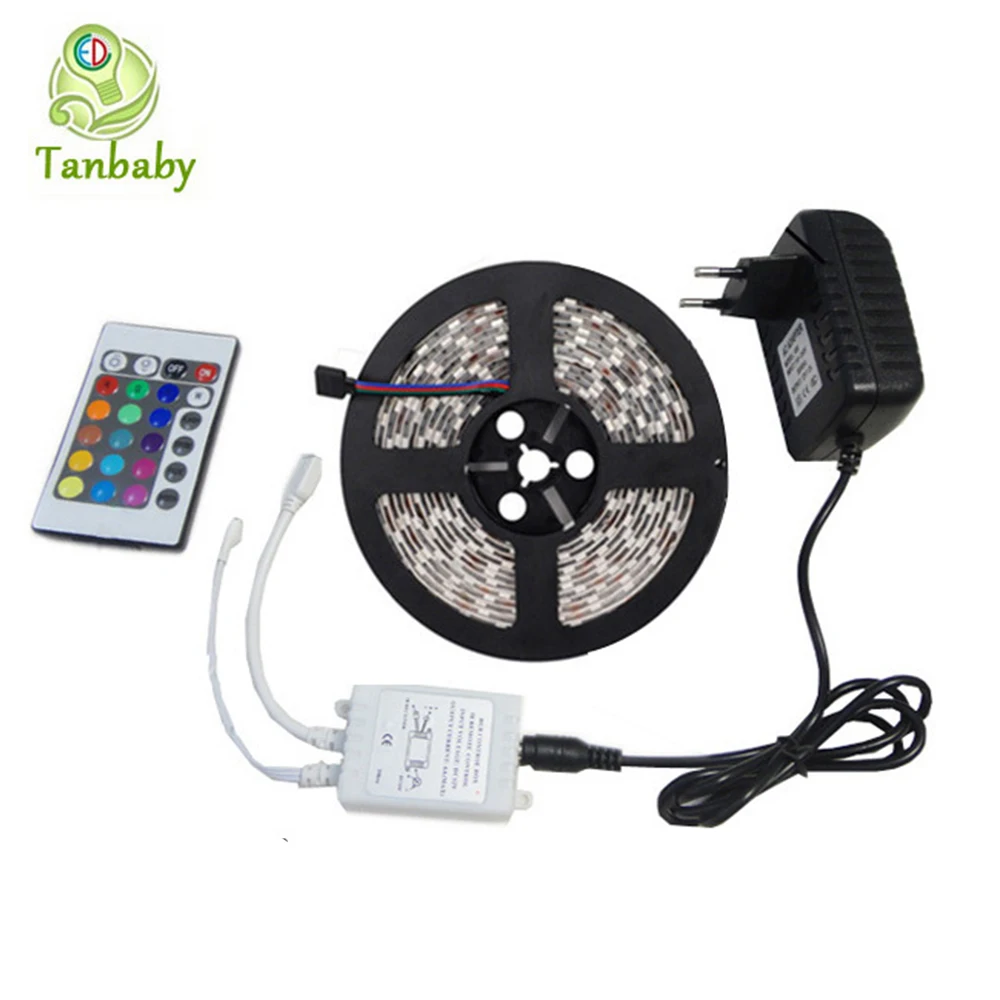 

Tanbaby DC12V led strip 3528 5M Waterproof 24Key led controller ( Only for RGB Strip) + 24W power adapter home decoration light