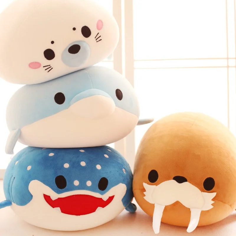

Cartoon cute dolphin seal walrus killer whale whale shark plush toy marine soft stuffed animal child girl doll birthday Gifts