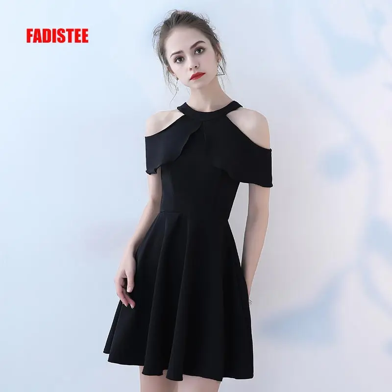 FADISTEE Новое поступление элегантные вечерние платья Vestido de Festa стрейч атласное платье для выпускного вечера короткое черное платье