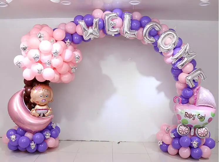 Background wall. Photo frame arch balloon package. Baby's birthday. Decoration of celebration decoration