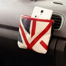 Styling Car Air Vent Net Unión Jack Checker Soporte para Teléfono Móvil Bolsillo colgante para MINI Cooper Uno Countryma F55 F56 R55 R56