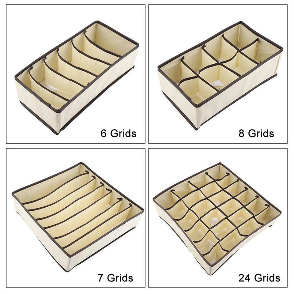 4 шт., многоразмерный короб для нижнего белья бюстгальтеров, складная коробка для хранения дома, не Тканевый шкаф, ящик для шкафа, органайзер для шарфов, носки 15