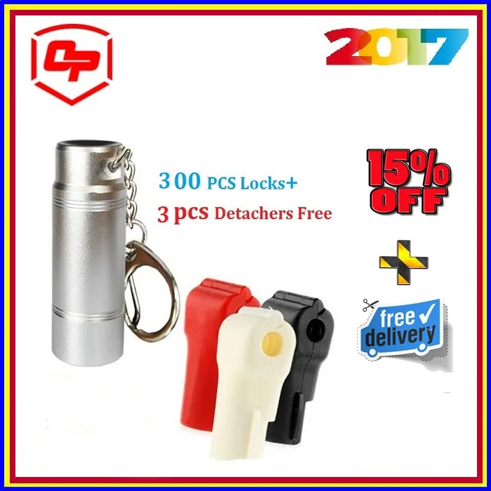 

free shipping 400pcs Anti-Theft Shop Hard Stop lock, Supermarket Security Hook Stop Lock+5pcs Detacher